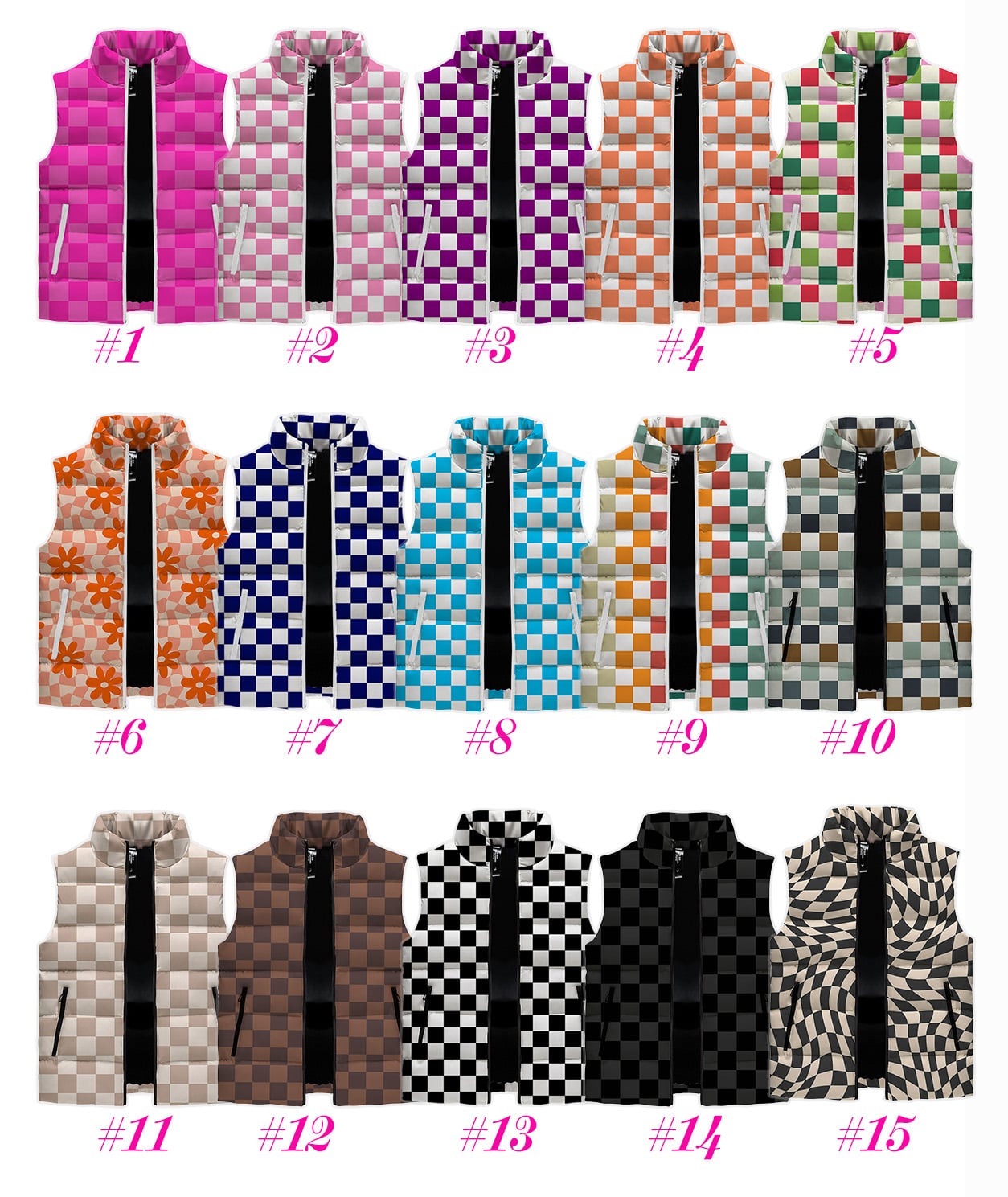 Puffer Vests TAT: 4-6 WEEKS, Only Prints Shown Available