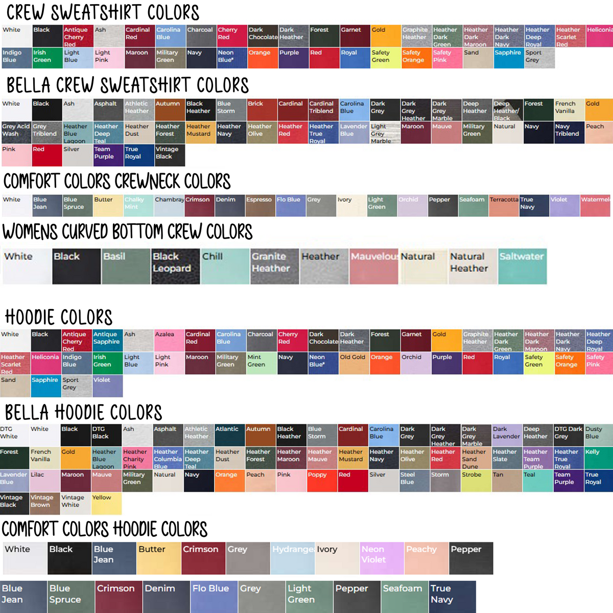 COLOR/SIZING OPTIONS