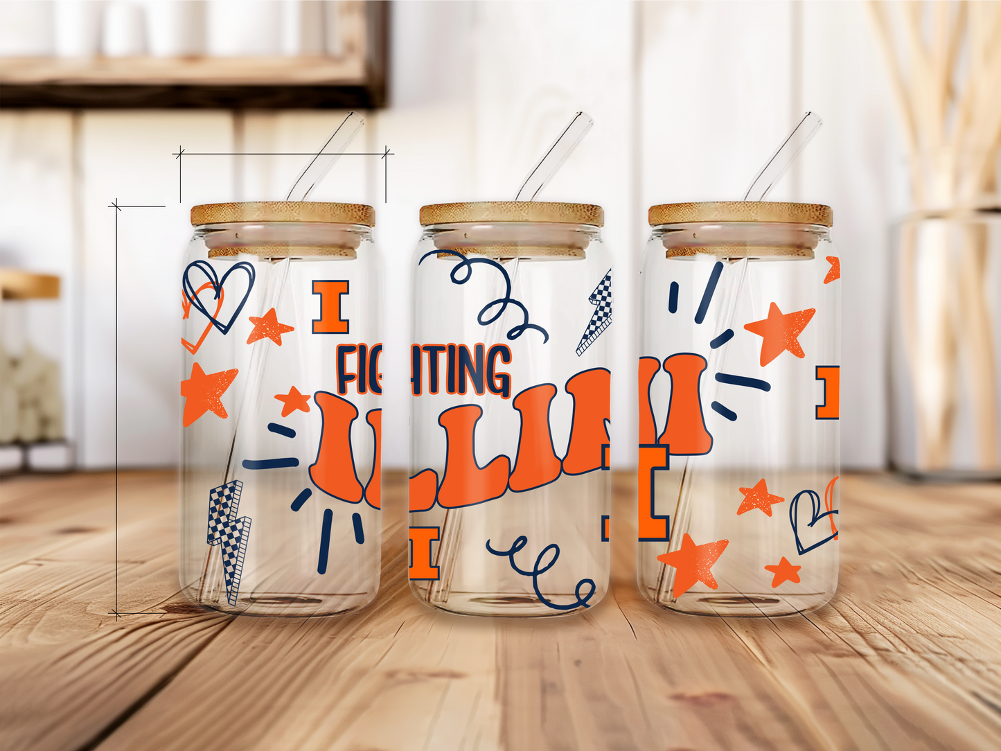 Glass Cup with Lid and Straw