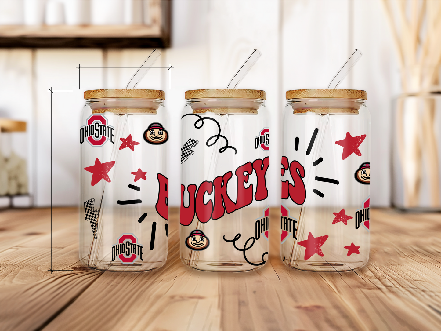 Glass Cup with Lid and Straw