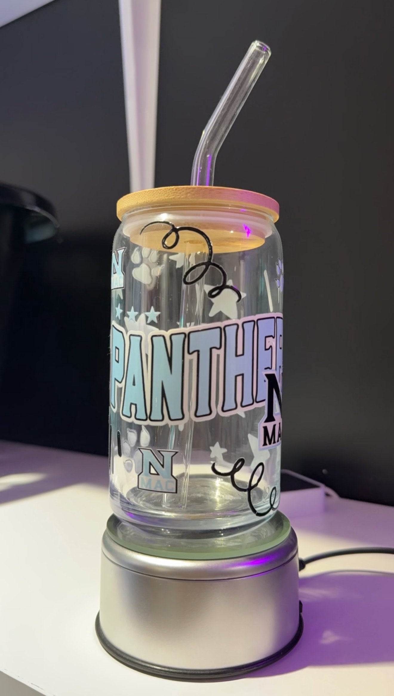 Glass Cup with Lid and Straw