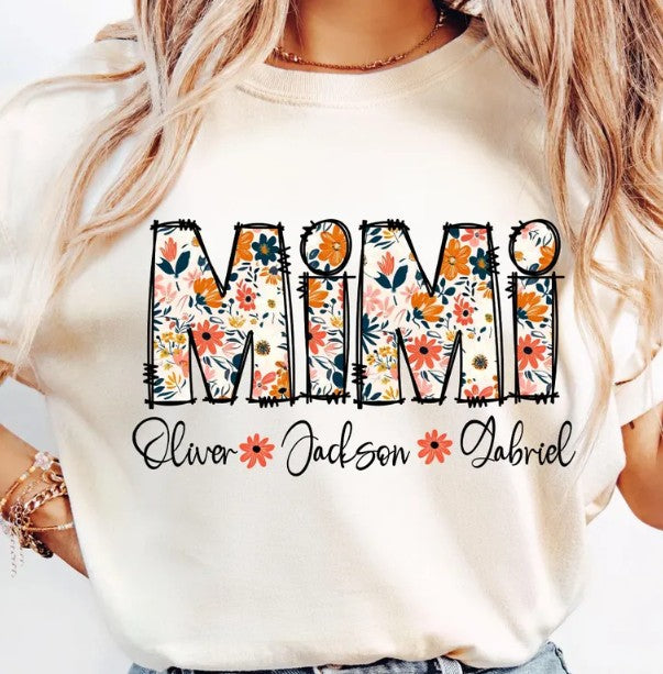 FLORAL with CUSTOMIZEABLE CHILDREN NAMES