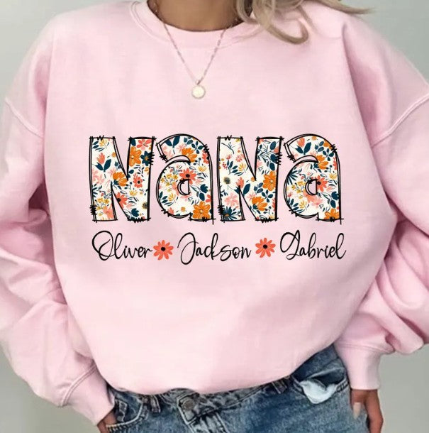 FLORAL with CUSTOMIZEABLE CHILDREN NAMES