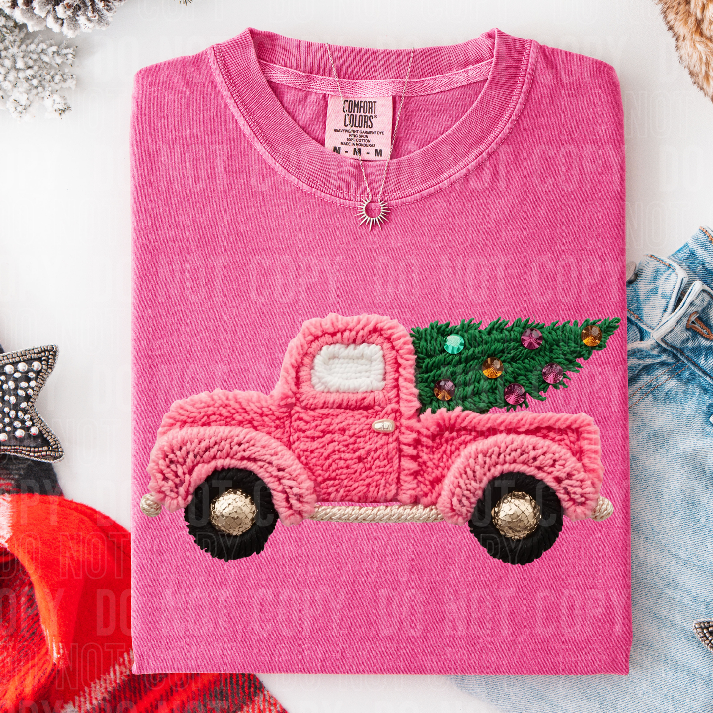 PINK TRUCK FAUX KNIT