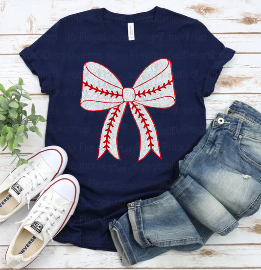 SEQUIN BASEBALL BOW
